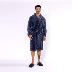 Roupão Gg Microfibra Masculino Marc Alain - Azul Profundo Geo
