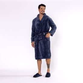 Roupão Masculino G Microfibra Marc Alain - Azul Profundo Geo