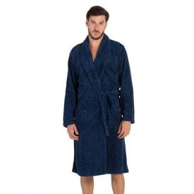 Roupão Masculino G Microfibra Marc Alain - Azul Profundo