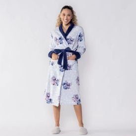 Roupão Adulto Unissex Disney Microfibra P - Stitch e Angel