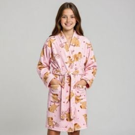 Roupão Infantil G Microfibra Lumini Havan Kids - Capivara Rosa