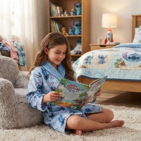 Roupão Infantil m Microfibra Disney - Stitch