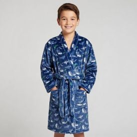 Roupão Infantil m Microfibra Lumini Havan Kids - Tubarão Azul