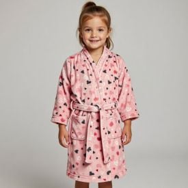 Roupão Infantil P Microfibra Lumini Havan Kids - Coração Rosa