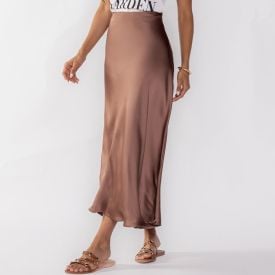 Saia Midi Feminina Em Cetim Patricia Foster