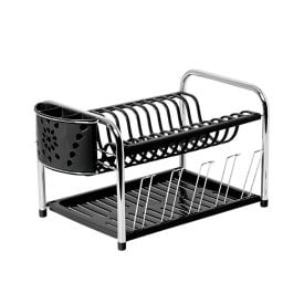 Escorredor de Louças com Porta Copos e Talheres Master 26Cm - Preto