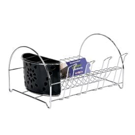 Escorredor de Louças com Porta Copos e Talheres Pop 19Cm - Preto