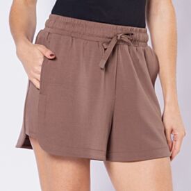 Short Fitness Feminino Interlock Scream Cacau 18-1307