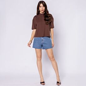 Short Jeans Feminino Patricia Foster Azul Medio
