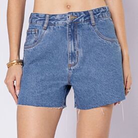Short Jeans Feminino Patricia Foster Azul Medio