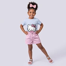 Short Sarja Clochard Infantil Menina 1 a 3 Anos Yoyo Kids Rosa Chiclete