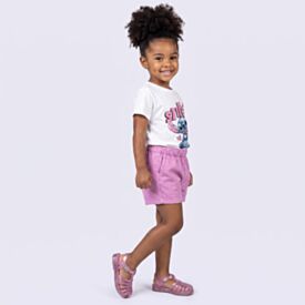 Short Sarja Infantil Menina 1 a 3 Anos Yoyo Kids Rosa Orquidea