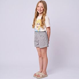 Short Sarja Infantil Menina 4 a 10 Anos Marmelada Verde Acinzentado