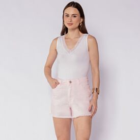 Shorts Feminino Em Sarja Boby Blues Rosa
