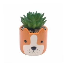 Suculenta Artificial Com Vaso 13 Cm Havan Casa - Laranja