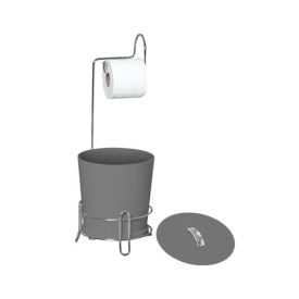 Suporte para Papel Higiênico com Lixeira Niquelart - Chumbo