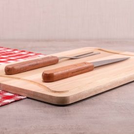 Tábua para Churrasco 39X25cm com Garfo e Faca Stolf - 343-STD