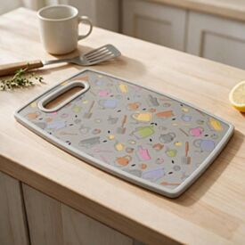 Tábua para Corte de Plástico Lyor 30 cm - Cozinha Cinza