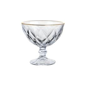 Taça De Sobremesa Diamante Com Filete Dourado 250Ml - Transparente