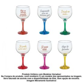 Taça Gin Frases Metalizadas 600Ml Decormartin - Sortido