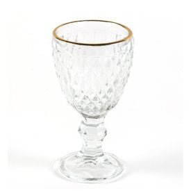 Taça Licor Vidro Bico De Abacaxi Lyor 50Ml - Transparente Filete Dourado