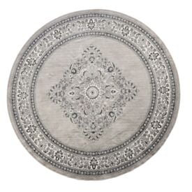 Tapete Belga Redondo para Quarto e Sala 2,00X2,00M Havan Casa - Moldura Cinza E Bege