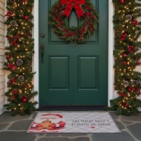 Tapete de Natal Decorativo 50X70 cm Havan Casa - Xadrez Bege