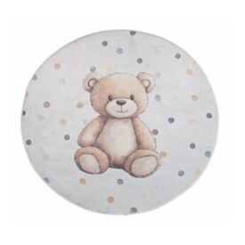 Tapete Infantil Redondo Soft 1,00M Havan Casa - Bege Urso