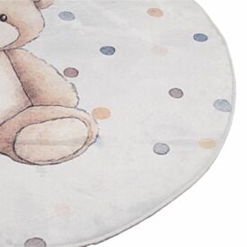 Tapete Infantil Redondo Soft 1,00M Havan Casa - Bege Urso