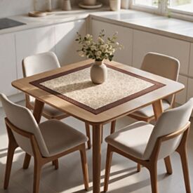 Toalha Centro de Mesa 78X78cm Clean Döhler - Desenho Café