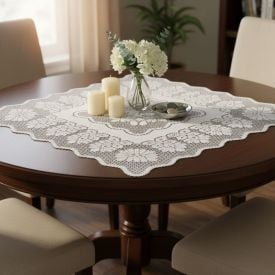 Toalha Centro de Mesa Quadrada 75Cm X 75Cm Arabesco Havan - Branco