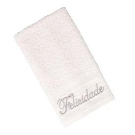 Toalha de Lavabo Bordada Desejos Havan Casa - Off White Felicidade