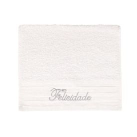 Toalha de Lavabo Bordada Desejos Havan Casa - Off White Felicidade