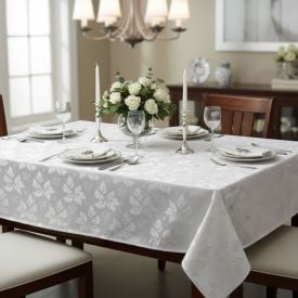 Toalha de Mesa 1,35M X 1,35M Elegance Havan Casa - Folhas Cinza