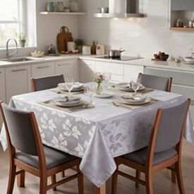 Toalha de Mesa Quadrada 1,35Mx1,35M Elegance Havan Casa - Folhas Cinza