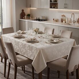 Toalha de Mesa 1,35Mx2,10M Elegance Havan Casa - Folhas Bege