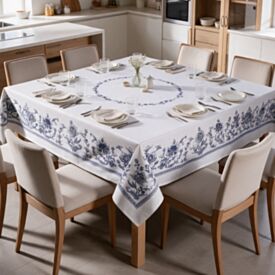 Toalha de Mesa Retangular 1,40 X 2,10M Clean Döhler - Chintz Azul Novo