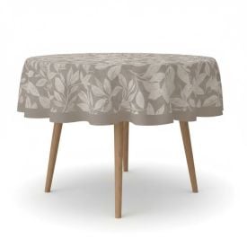 Toalha de Mesa 1,50M Redonda Estampada Havan Casa - Folhas Cinza