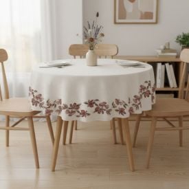 Toalha de Mesa 1,50M Redonda Estampada Havan Casa - Flores Bordô