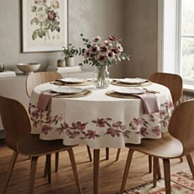 Toalha de Mesa 1,50M Redonda Estampada Havan Casa - Flores Bordô