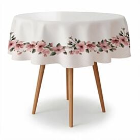 Toalha de Mesa 1,50M Redonda Estampada Havan Casa - Floral Rosa