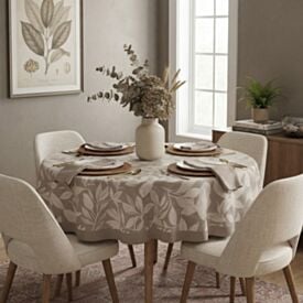 Toalha de Mesa 1,50M Redonda Estampada Havan Casa - Folhas Cinza