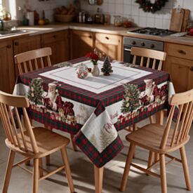 Toalha de Mesa Quadrada Natal Encantado 1,40X1,40M Havan Casa - Noel Xadrez