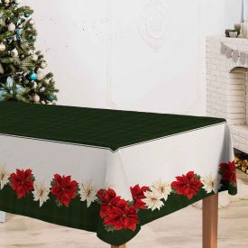 Toalha de Mesa Natalina 1,40X2,10 m Natal Encantado Havan Casa - Flores Verde