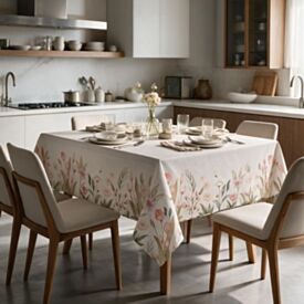 Toalha de Mesa Quadrada 1,80X1,80 m Clean Renova Döhler - Flores Salmão