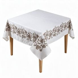 Toalha de Mesa Quadrada 1,40X1,40M Clean Döhler - Floral Marrom