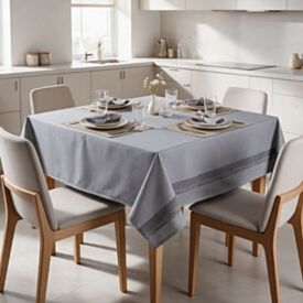Toalha de Mesa Quadrada 1,40X1,40M Clean Döhler - Listra Cinza