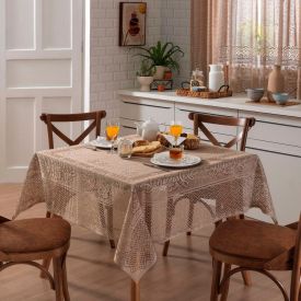 Toalha De Mesa Quadrada 200X200cm Valência Havan Casa 1 Pç - Marrom Claro