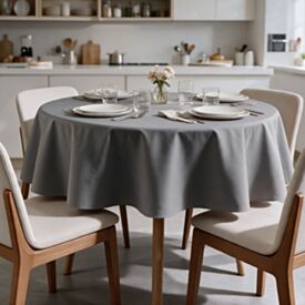 Toalha de Mesa Redonda 1,80M Gourmet Salehtex - Prata