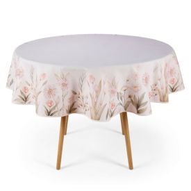 Toalha de Mesa Redonda Clean Renova Dohler - Flores Salmão